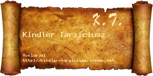 Kindler Tarziciusz névjegykártya